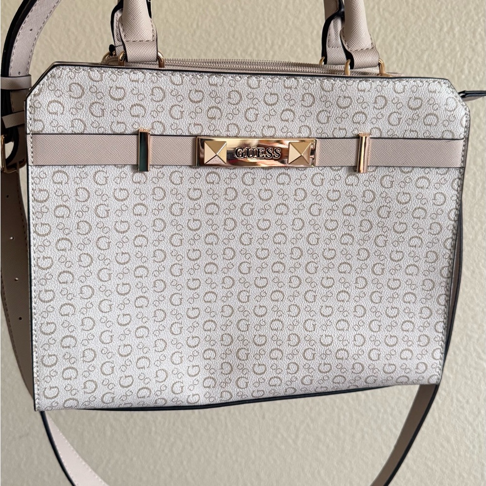 GUESS Light Beige Monogram Shoulder Bag -New without Tag